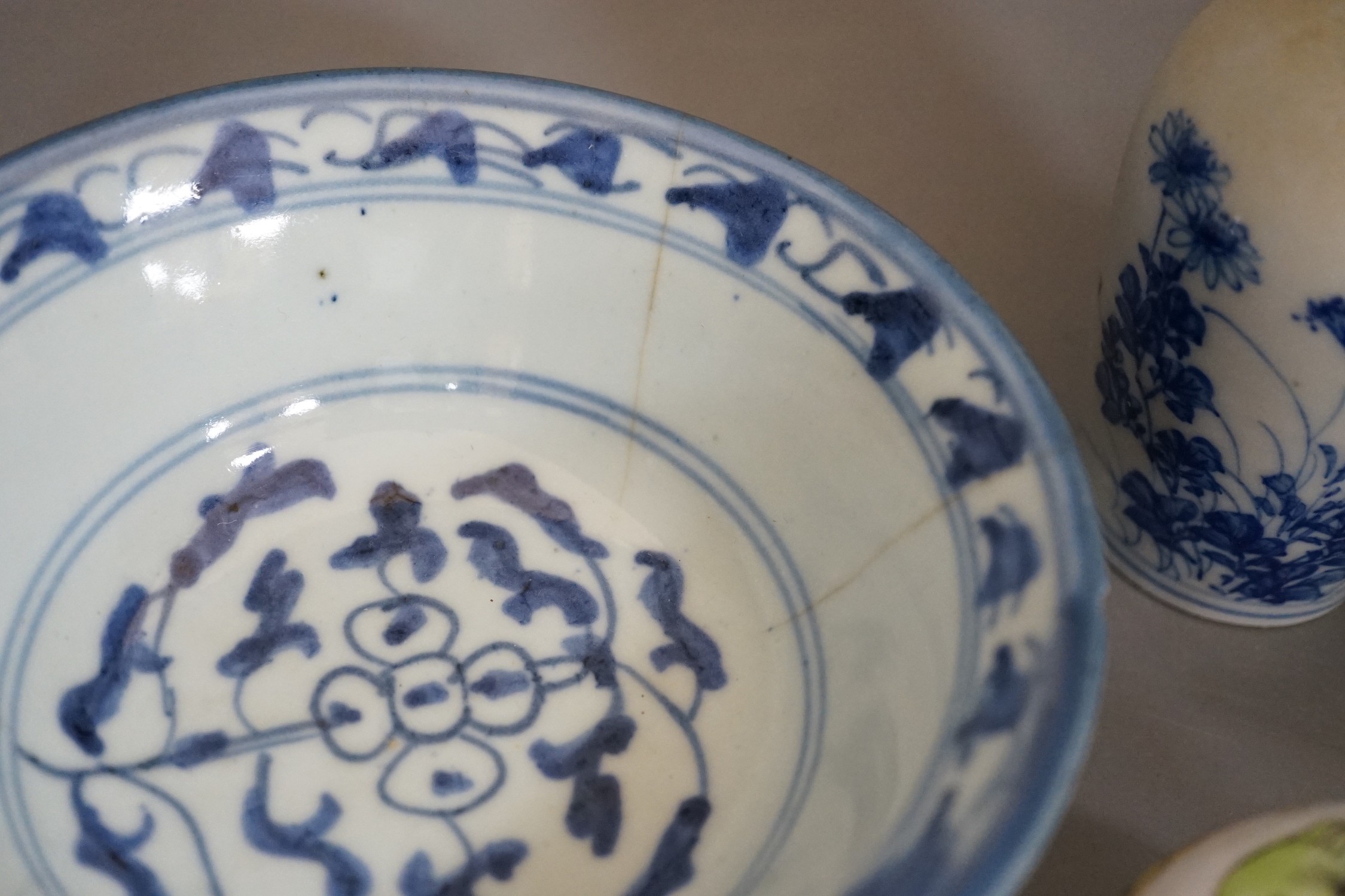 A group of Chinese and Japanese ceramics, the tallest vase 13.8cm